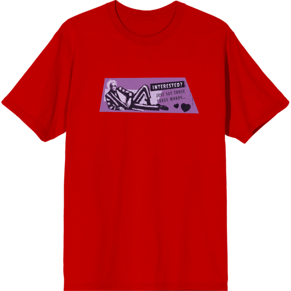 Beetlejuice "Just Say Those Words" Adult Red Crew Neck Short Sleeve Tee-Medium