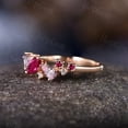 thumbnail image 4 of Ruby Cluster Stack Wedding Ring,Pink Sapphire Ring, Silver Rose Gold,Moissanite Anniversary Ring,Birthstone Gift, 4 of 5