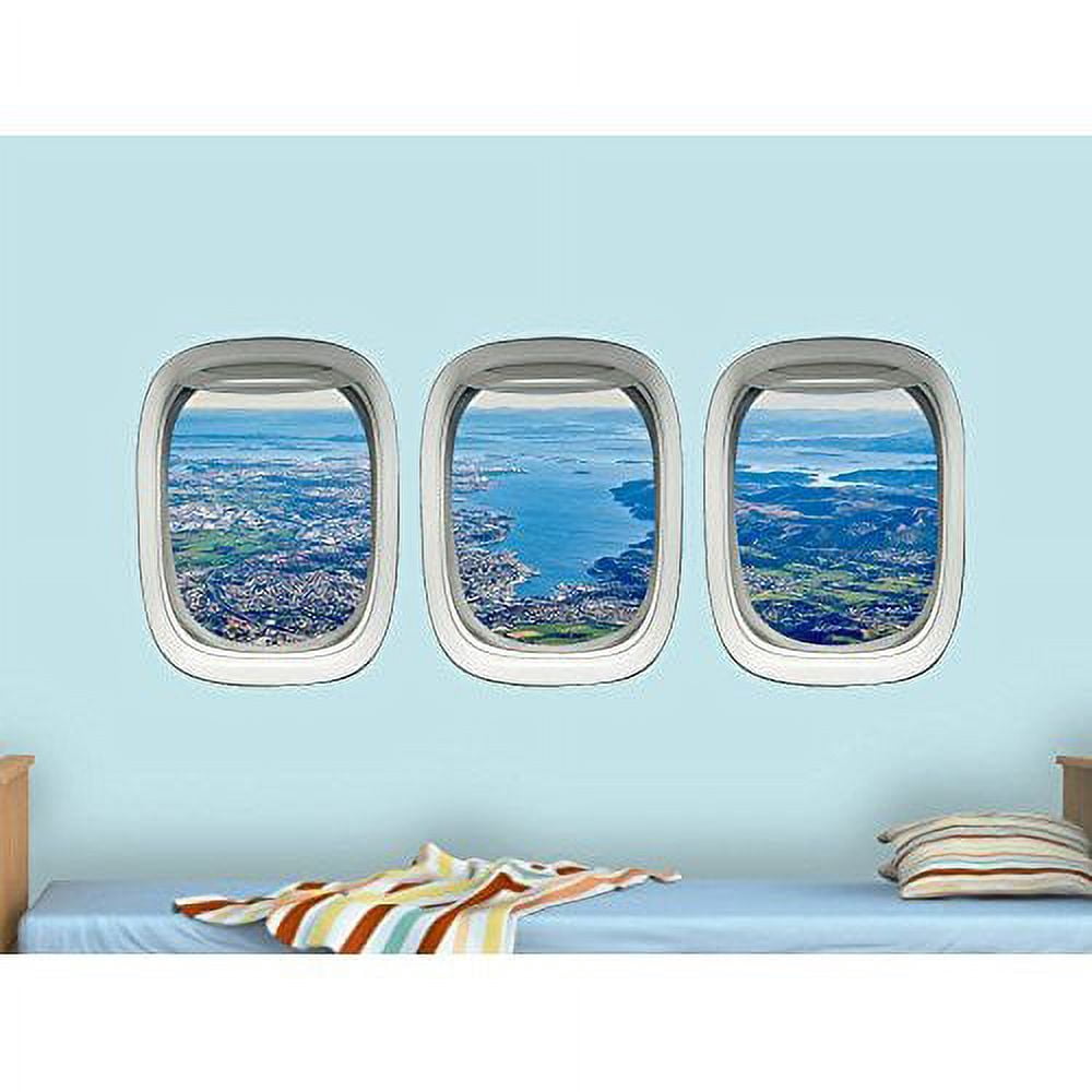 VWAQ Aviation Wall Decal Airplane Window Stickers Plane Window Wall Murals - PPW6 (14"H x 33"W