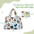 thumbnail image 2 of Wrapables Large Foldable Tote Nylon Reusable Grocery Bags, Stylish Doggies, 2 of 7