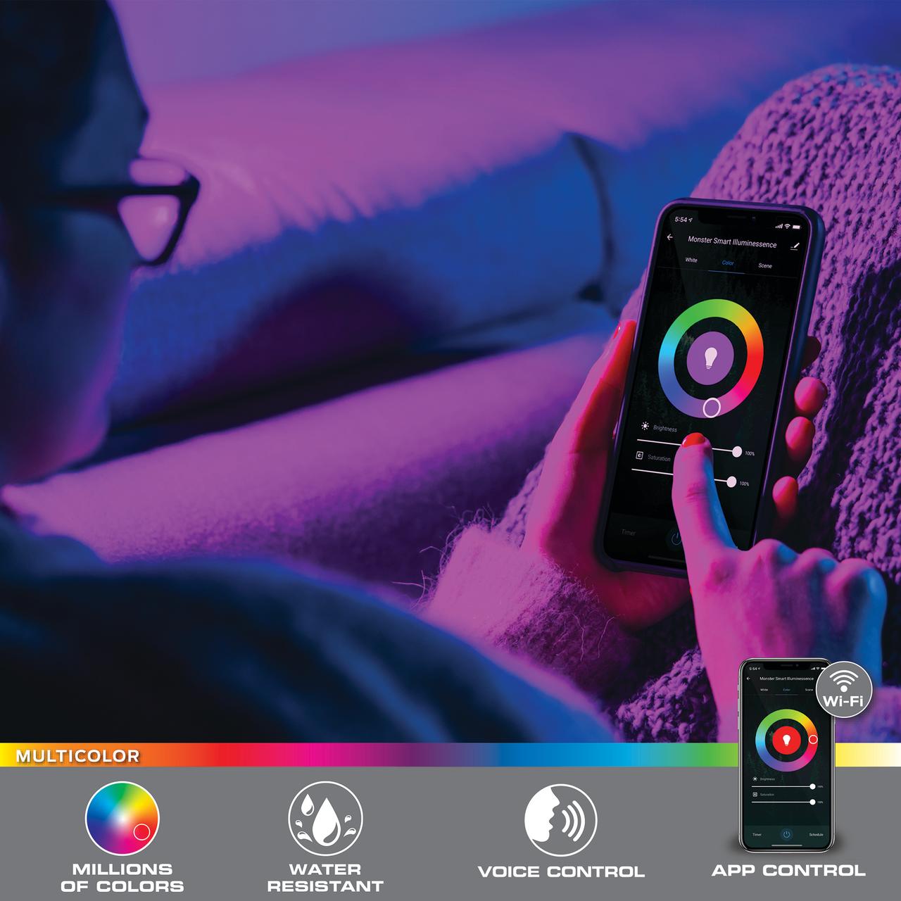 Monster LED Smart 6.5ft Multi-Color Light Strip, Mobile App & Voice Controlled, USB Plug - image 3 of 12
