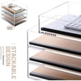 thumbnail image 6 of 4-Tier Acrylic Stackable Desk Organizer Trays – Clear Vertical Paper Tray for A4/Letter Files, Folders & Office Supplies – Modular Desktop Storage Shelf, Workspace & Home Organization, 6 of 7