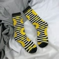 thumbnail image 5 of KLL Sunflowers On Black And White Stripes Print Cool Socks Men's Women's Crew Socks Funny Crazy Novelty Stockings, 5 of 6