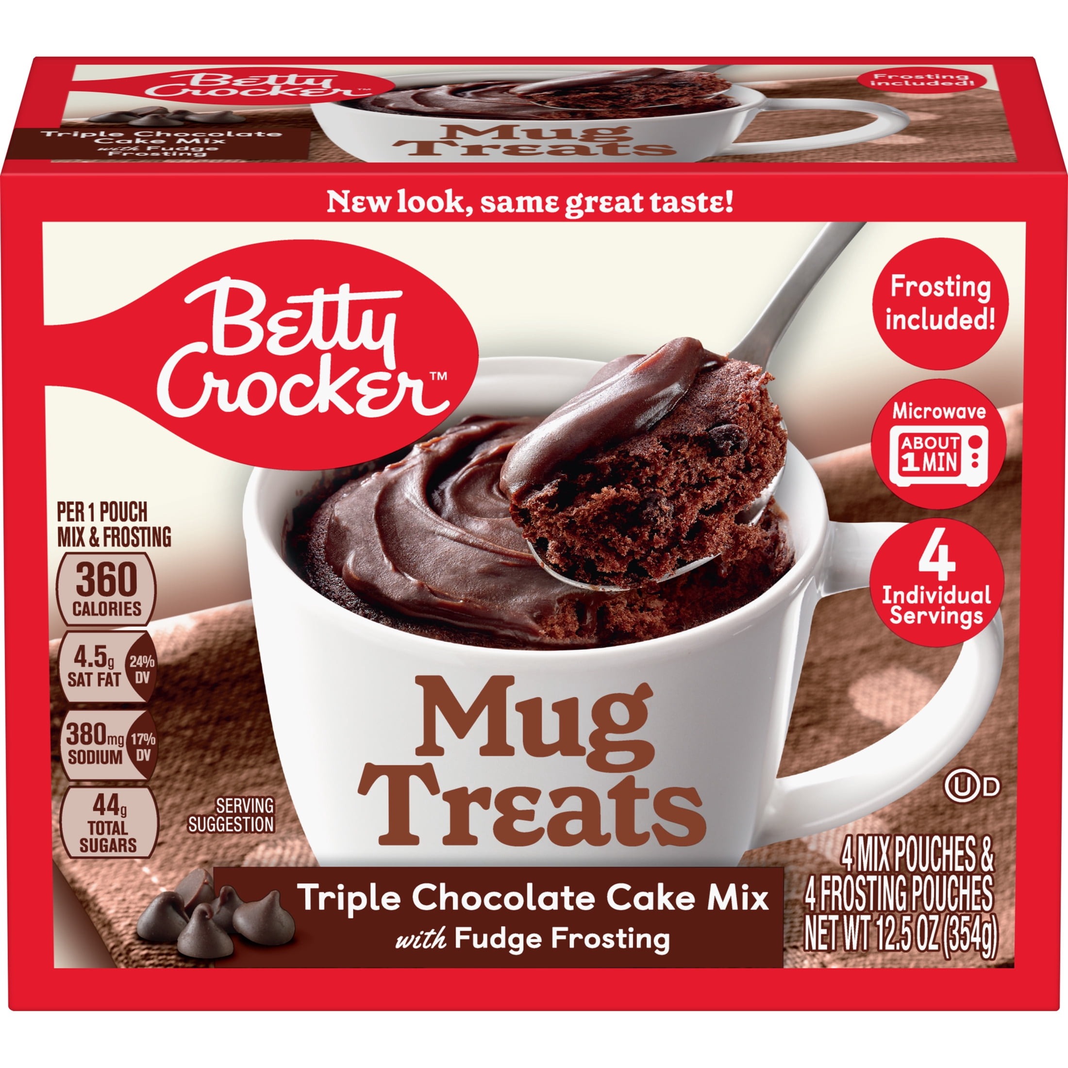 (4 pack) Betty Crocker Mug Treats Triple Chocolate Cake, 12.5 oz