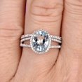 thumbnail image 2 of 2.75 Carat 8x6mm Oval Cut Aquamarine Bridal Ring Set Anniversary Gift Engagement Ring On 10k White Gold Art Deco Stacking Matching Wedding Band, 2 of 4