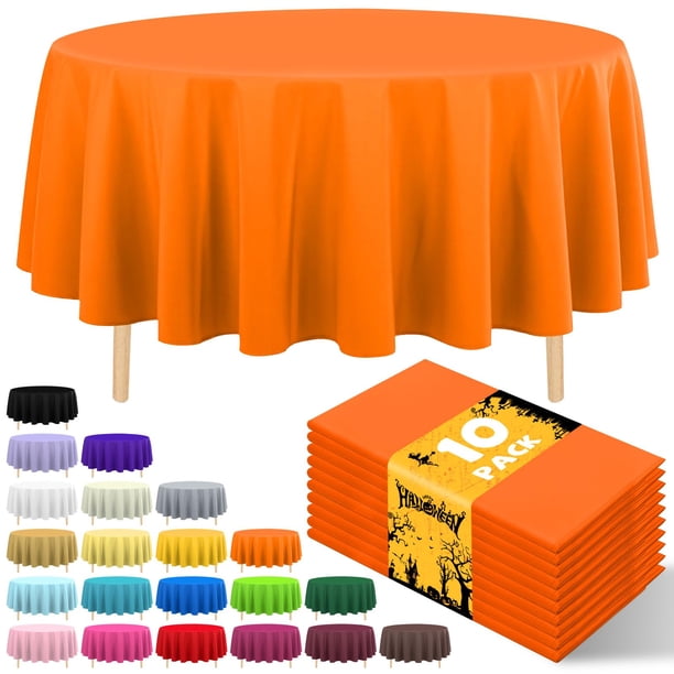 Mantel de plástico desechable JHDZDHY, 213 cm, redondo, naranja, paquete de 10