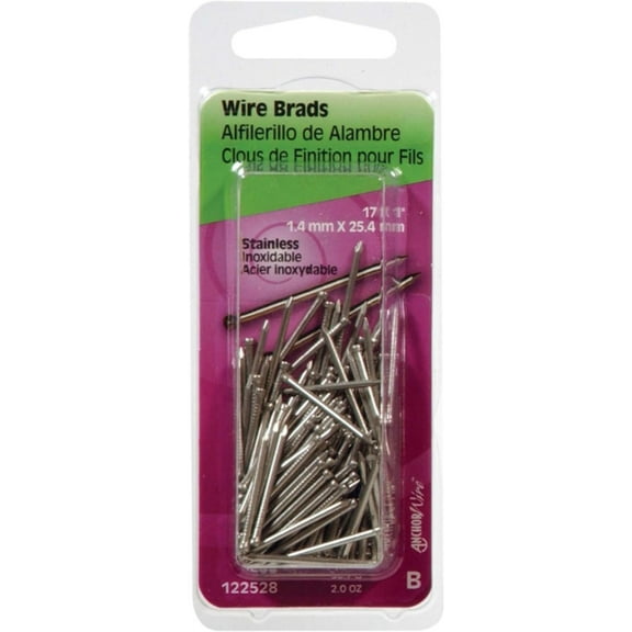 Hillman Brad Nails 17 Gauge - Stainless Steel, Silver - 2 Oz, 1 In