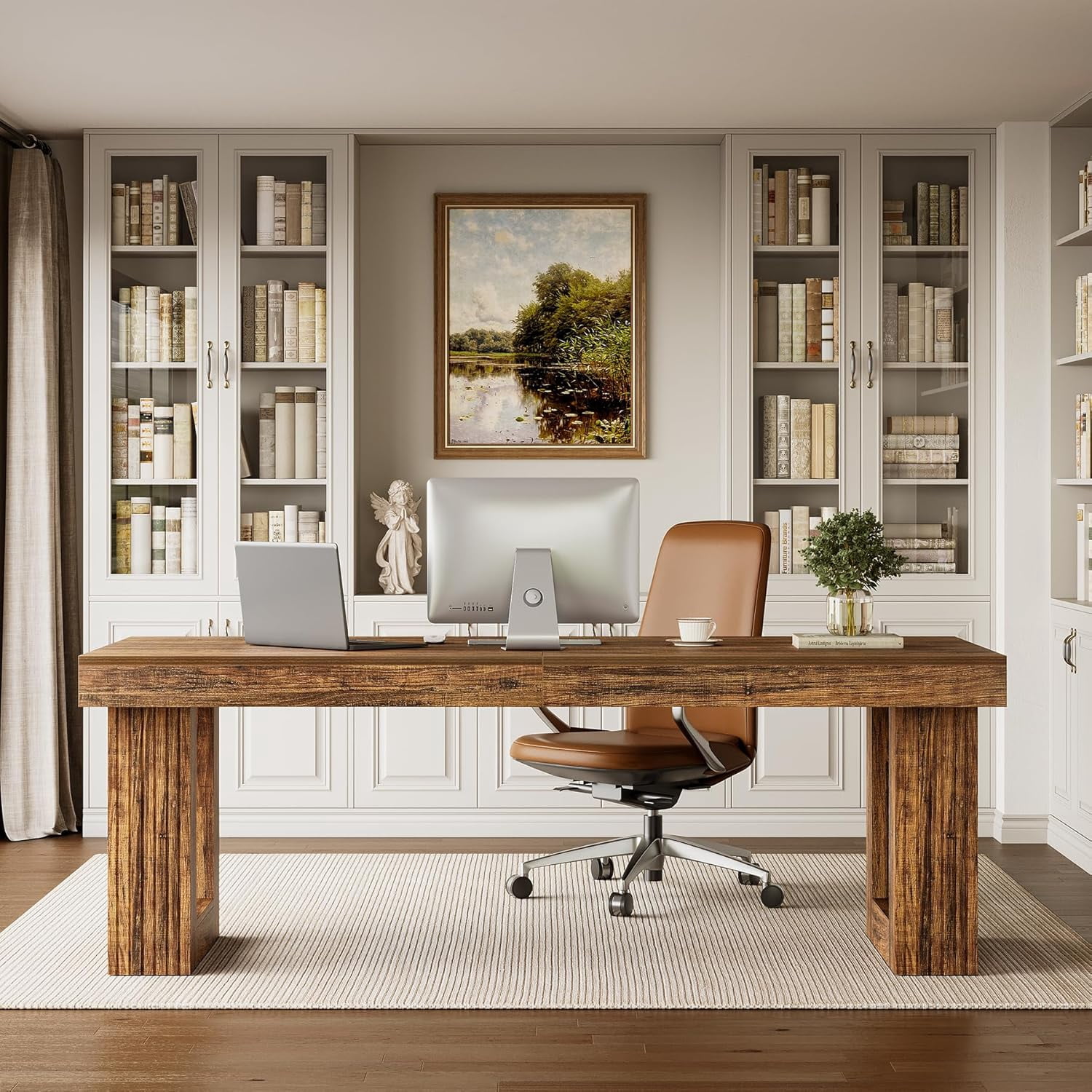 Tribesigns 86.6" Extra Long Computer Desk for 2 People, Wooden Large Two Person Desk, Business Workstation