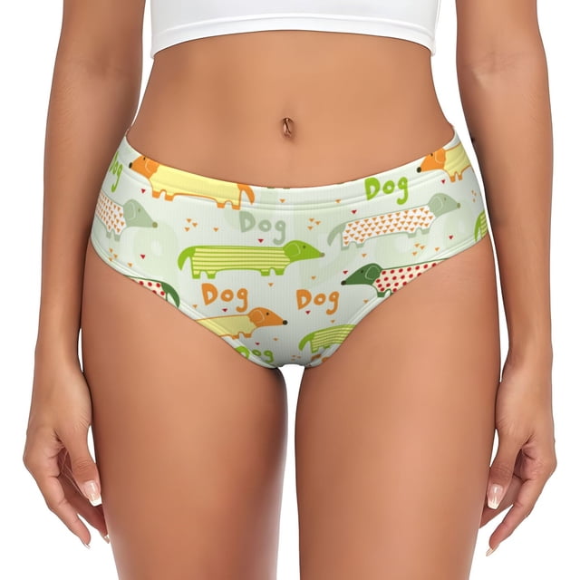 Balery Dachshund Dog Puppy Ropa Interior de Algodón para Mujer con Dibujo – Braguitas Cómodas y Elásticas, Estilo Clásico-Large