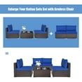 thumbnail image 6 of RELAX4LIFE 2-Piece Wicker Armless Sofa - PE Rattan Sectional Sofa Set w/Removable Cushions, All-Weather Sofa Chair Set for Porch, Balcony, Garden, Poolside, Outdoor Patio Sofa (Navy Blue), 6 of 9