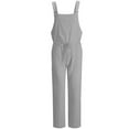 thumbnail image 4 of Virmaxy Overalls Women Sleeveless Adjustable Straps Jumpsuit Solid Cotton Linen Bib Overalls Women Wide Leg Overalls For Women Loose Fit Gray XS, 4 of 4