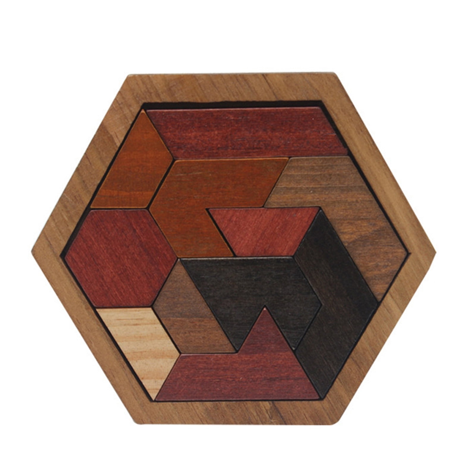 9 pc all hardwood with cover Heart Tangram 