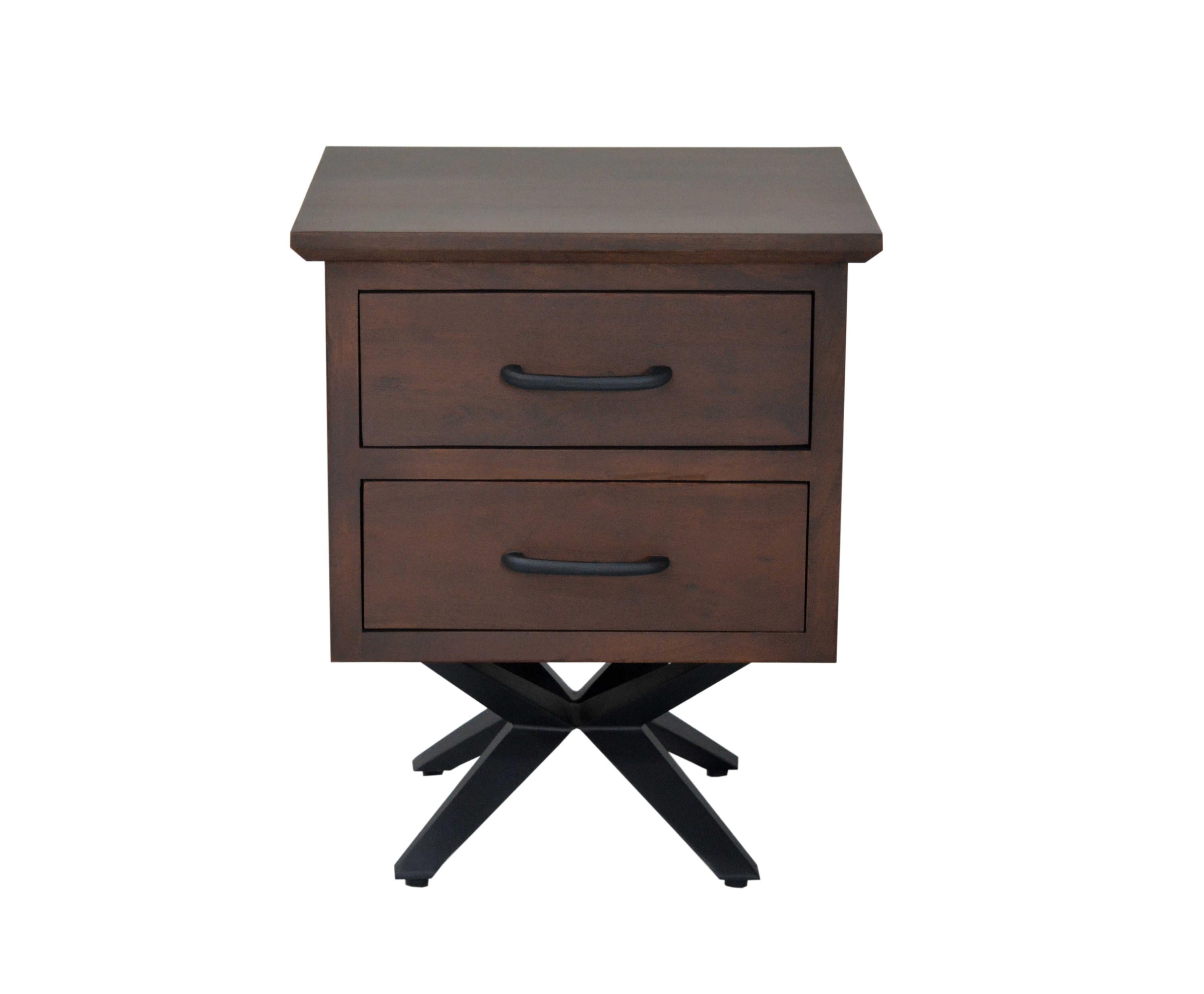 16" X 18" X 22" Brown/Black Wood Metal Nightstand ...