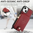 thumbnail image 6 of ELEHOLD Crossbody Wallet Case for iPhone 14 Plus with Card Holder, Zipper Card Slot Shockproof Purse Cover with Removable Lanyard 6.7 Inch,Red, 6 of 8