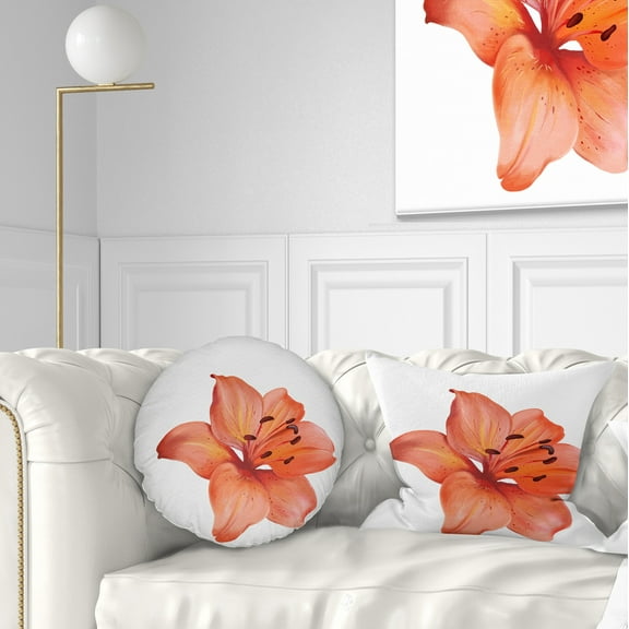 Designart Beautiful Red Lily Watercolor Sketch - Flower Throw Pillow - 12x20