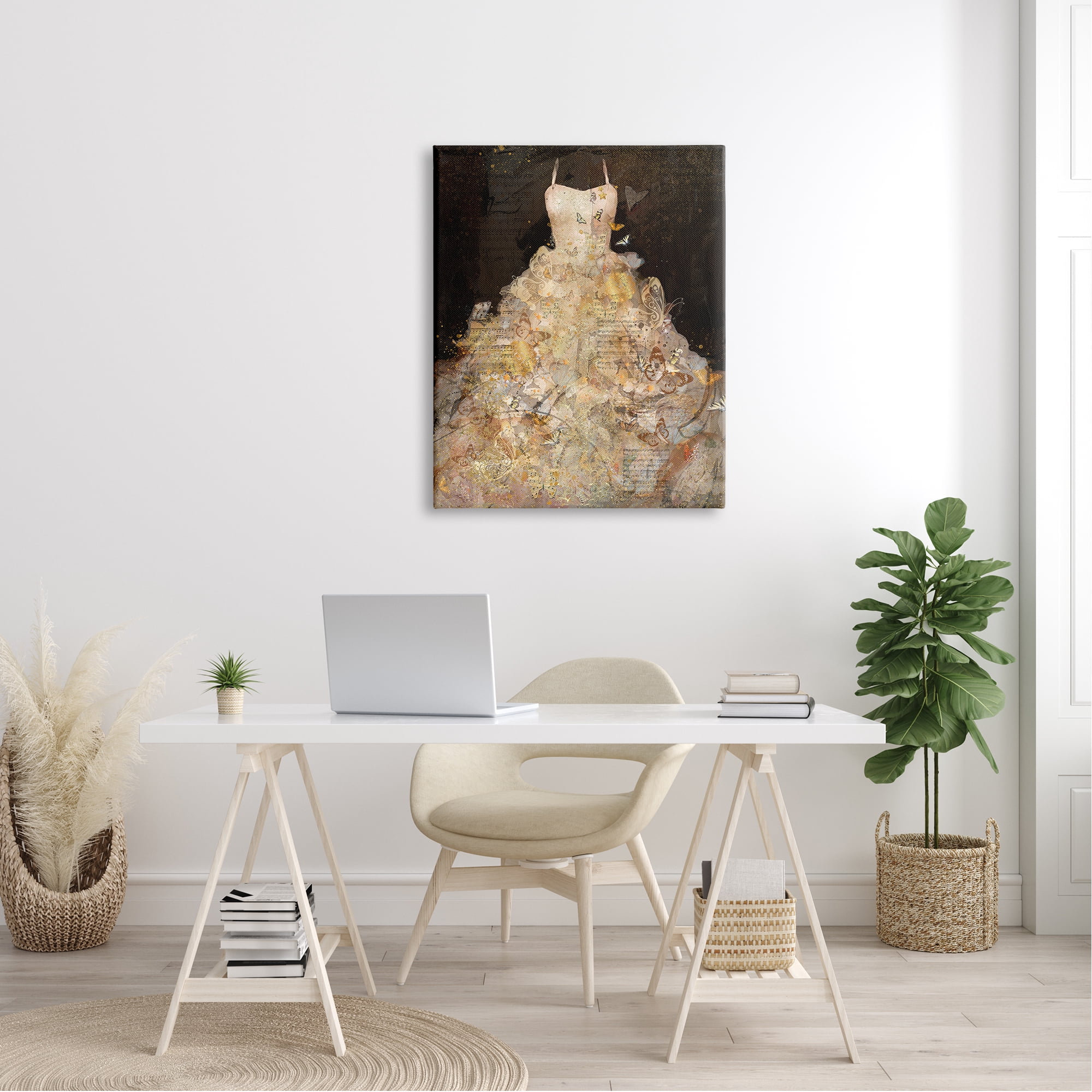 Stupell Industries Detailed Evening Gown Dress Text Collage Butterflies Canvas Wall Art, 30 x 40, Design by Marta Wiley