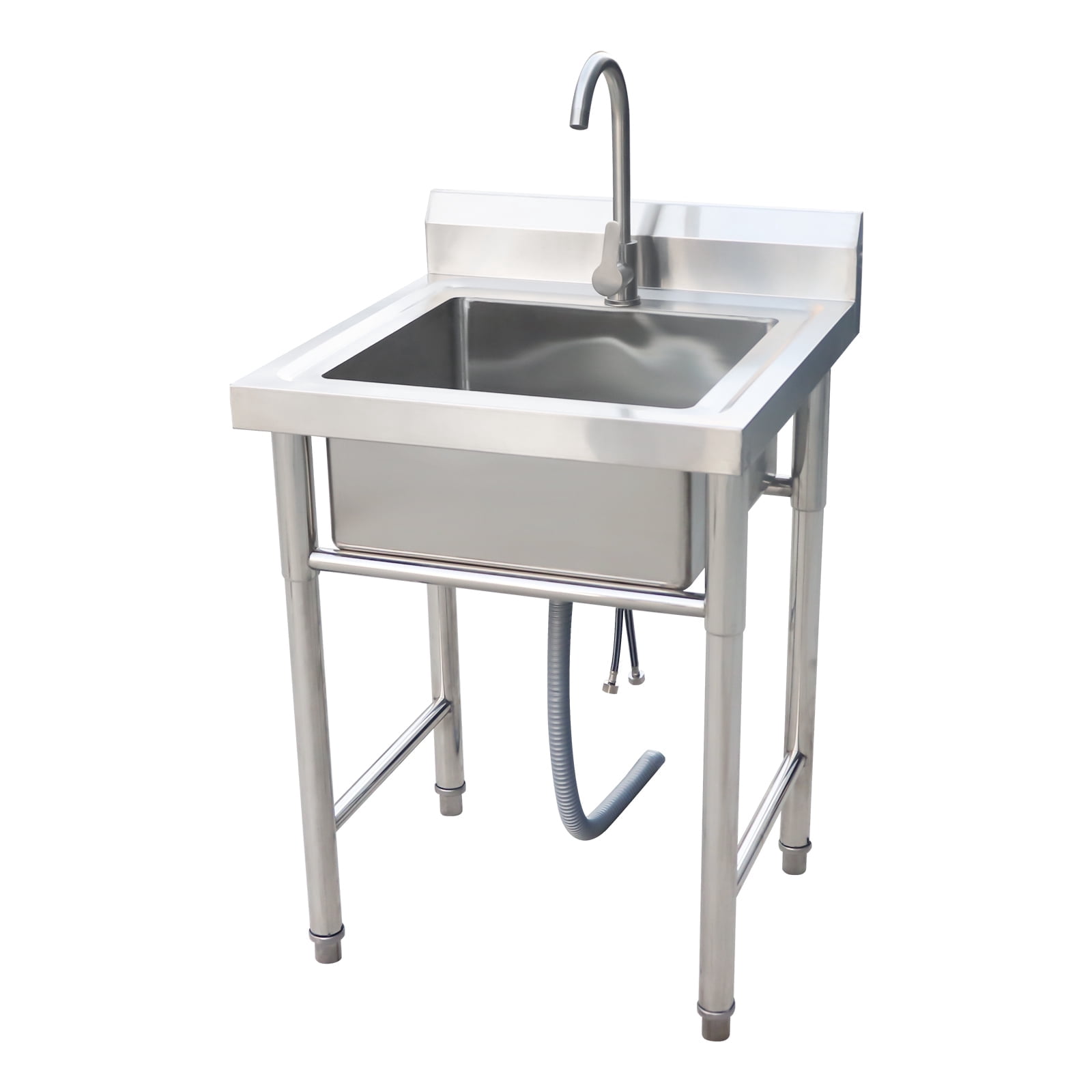 Hozodo Stainless Steel Sink Freestanding Utility Sink with Backsplash for Laundry, 23.6" x23.6" x39"