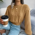 thumbnail image 5 of Fesfesfes Women Sweaters Casual Solid Round Neck Long Sleeve Loose Sweater Fall Blouse Tops Plus Size $10, 5 of 8