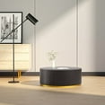 thumbnail image 5 of Kevinplus Black Coffee Table with Gold Rim Bottom End Table Round Wood Side Table for Living Room Bedroom, 5 of 15
