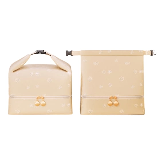 Hvmvliv Lunch Box Bag Nylon Portable Lunchbox Bag Insulated Lunch Bag Large Capacity Reusable Lunch Tote Aluminum Foil Thickened Leakproof Portable Handheld For Work School Travel Adults Beige
