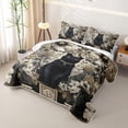 thumbnail image 3 of Homewish Skull Black Cat Twin Quilt Set,Vintage Flowers Twin Coverlet Set,Cream Black,Halloween Duvet,2pcs, 3 of 7