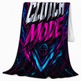 thumbnail image 2 of Clutch Mode Gaming Scene, Futuristic Neon Esports Graphic Style for Gamers, Trophy Aim Icon Theme and Birthday Gift, Cozy Flannel Blanket for Game Room Bedroom, Home Decor, 2 of 9