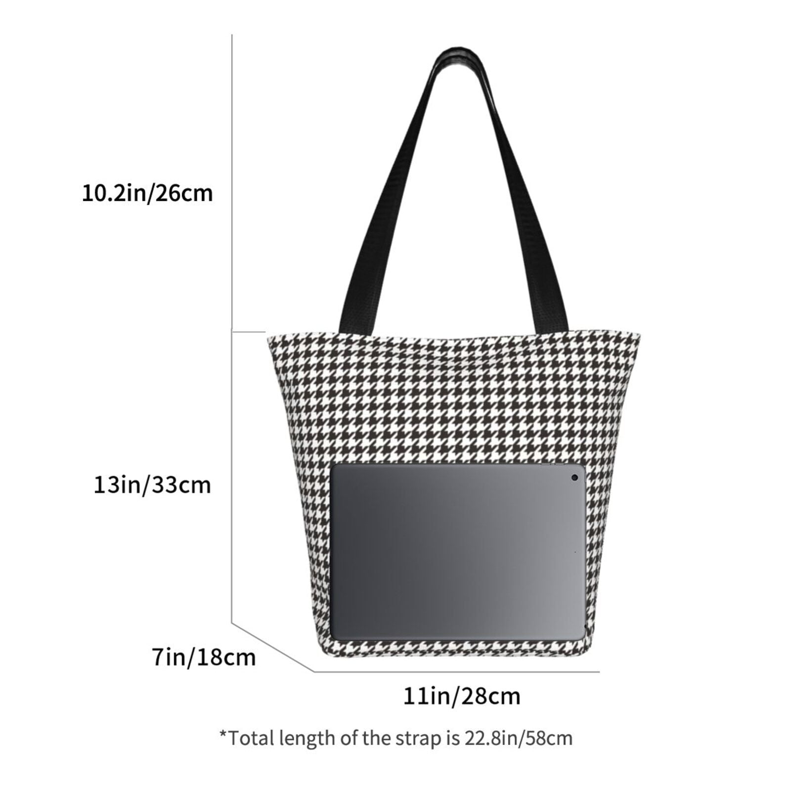 Ratiio Houndstooth Black And White Print Shoulder Bag for Women, Polyester Crossbody Purse Lightweight Handbag for Daily Travel and Casual Use