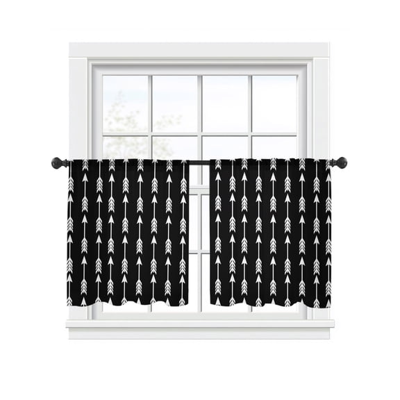 Arrow Sheer Curtains for Living Room Bedroom, Abstract Rustic Western Tribal Geometric Arrow Black Light Filtering Sheer Curtains, Rod Pocket Voile Window Drapes, 2 Panels Set 52"x 54"