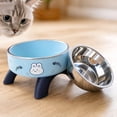 thumbnail image 4 of Elevated Stainless Steel Cat Food Bowl, 2 Pack Raised Feeding Dish for Cats, Non-Slip Printed Pet Bowls for Food and Water(5.71*5.71*3.35in,Blue), 4 of 5