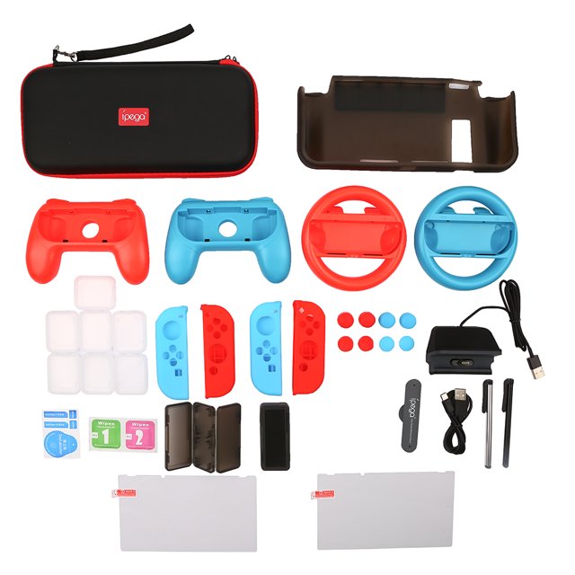 Amdohai iPega PG-SW032 Switch Accessories Bundle 36 in 1 Essential Kit with Joy-Con Grip Steering Wheel Screen Protector Earphones Compatible with N-Switch / N-Switch Lite