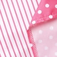 thumbnail image 3 of CHOK Robe Mini Décontractée pour Femme Grande Taille Été Ample Mode Patchwork Col en V à Rayures à Pois Manches Courtes Volant Ourlet à Étages en Lin Robe de Plage Soleil en Liquidation, 3 of 5