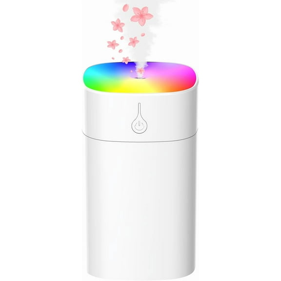 Bedroom portable mini humidifier, 400ml household personal desktop plant humidifier, indoor fragrance diffuser with 2 modes, night light and automatic shut-off car small diffuser