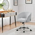 thumbnail image 5 of CRXX Velvet Swivel Vanity Chair with Back Upholstered Home Office Desk Armchair with Wheels Small Desk Chair for Bedroom Light Gray, 5 of 10