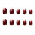 thumbnail image 4 of Fake Nails HUOGUO, cabeza corta y redonda, color rojo vino, 24 unidades, 4 of 4