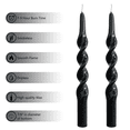 thumbnail image 6 of XINAOBAOLUO 9.3 inch Black Long Candles Unscented Dripless Taper Candles Sticks Smokeless Twisted Candles Pack of 2, 6 of 7