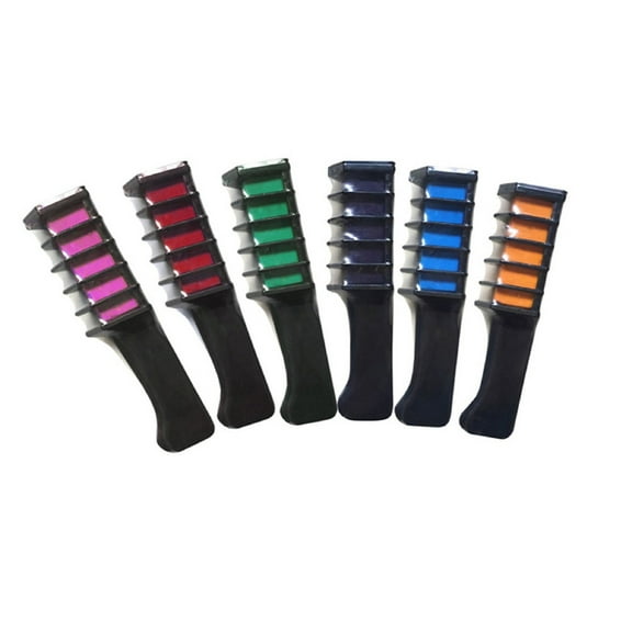 Beessbest 6Pcs Hair Dye Comb, Hair Chalk Comb Temporary, Colorful Bright Hair Comb, Disposable Multi-Color Hair Chalk Combset, Washable Hair Chalk for Party Daily Birthday