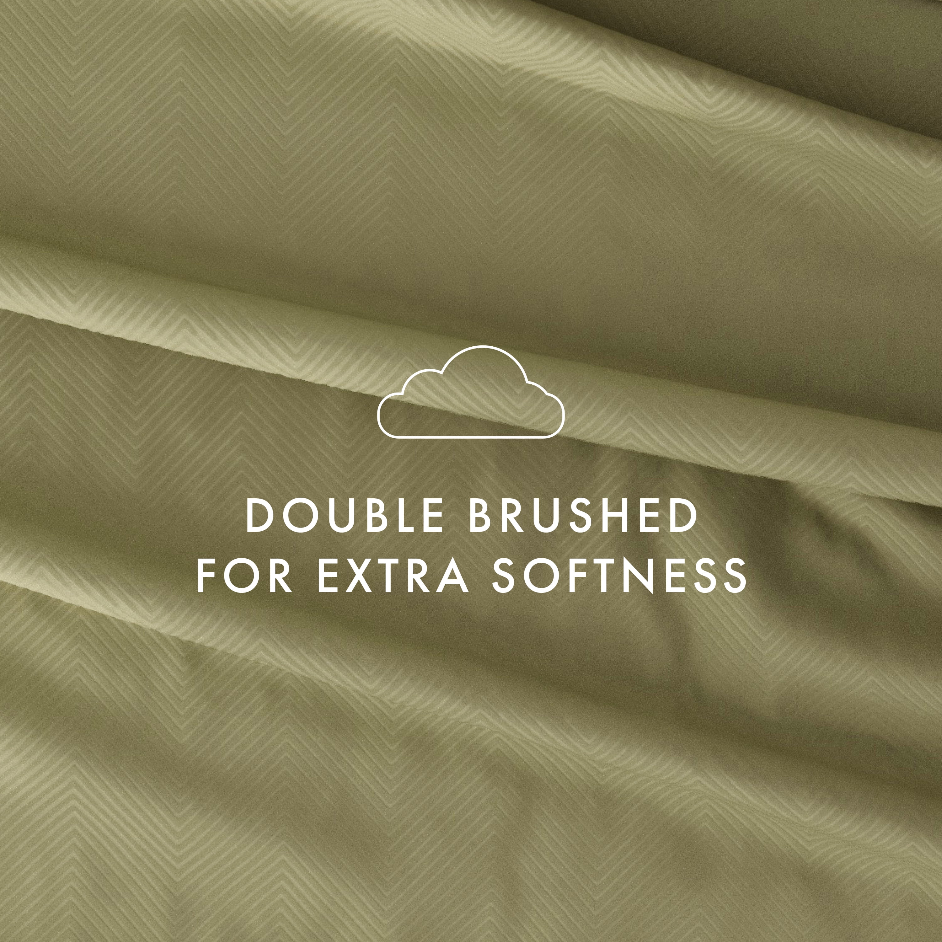 Noble Linens 4 Piece Sage Chevron Embossed Bed Sheet Set, Queen