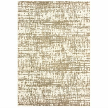 2â€™x3â€™ Ivory and Gray Abstract Strokes Scatter Rug