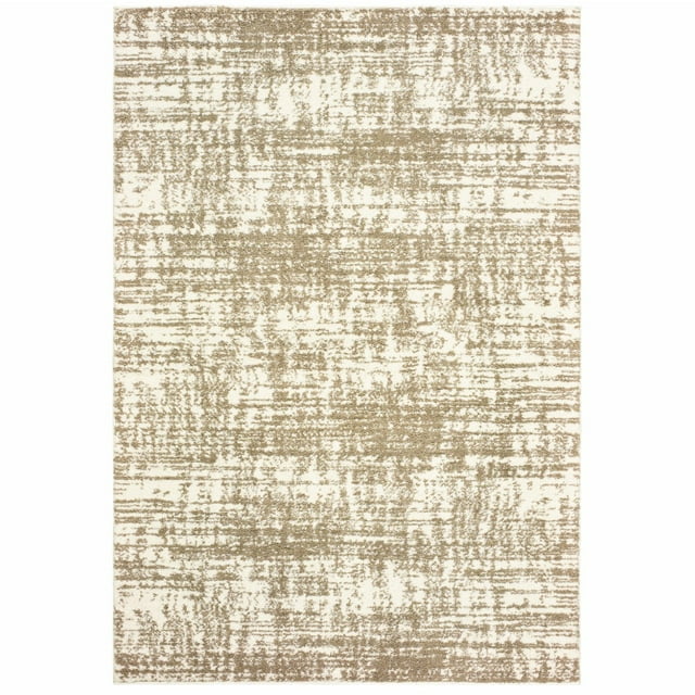 homeroots home decor 388859 7’x10’ Ivory and Gray Abstract Strokes Area Rug