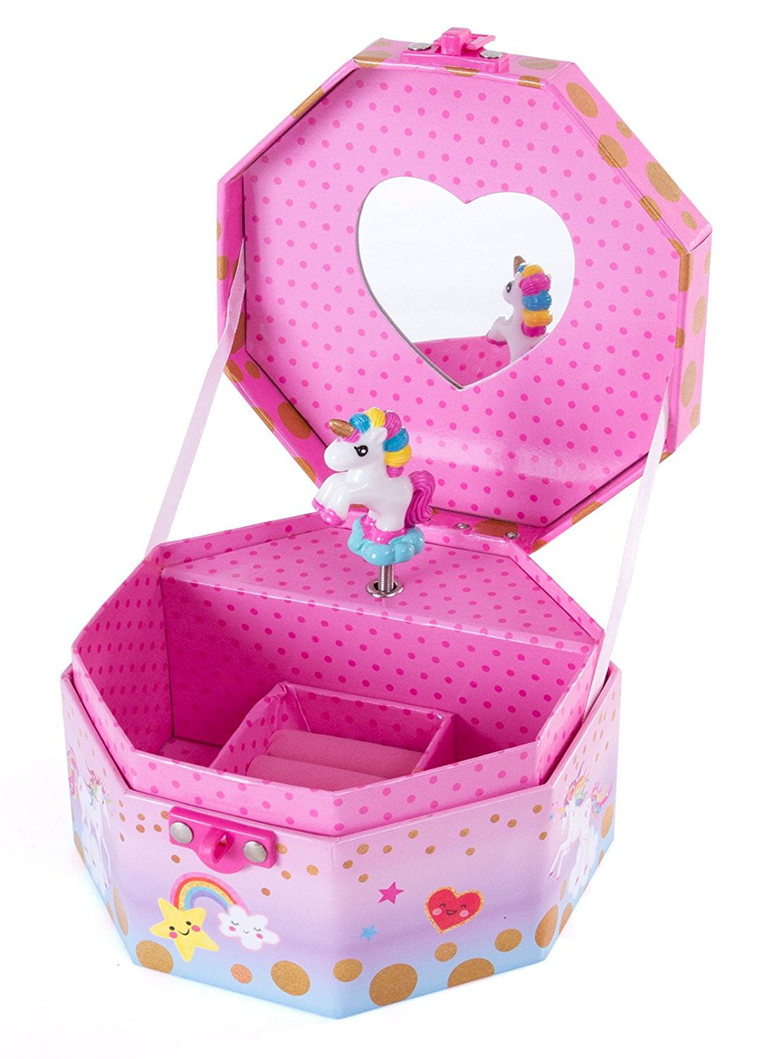 Traditional Clockwork Pink Music Box With Rotating Fairy Trinket Girls Gift Toys 