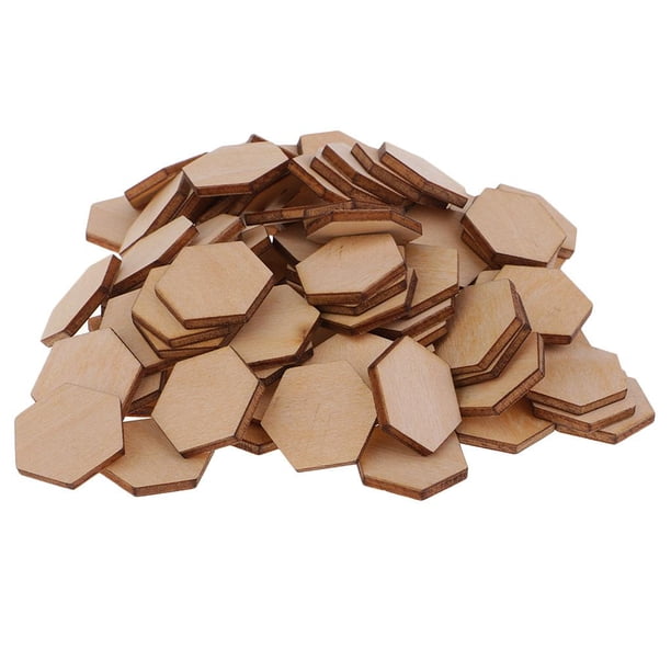 50/100/200 piezas de MDF natural grueso con formas hexagonales para manualidades para hacer joyas. 100 piezas 20 mm