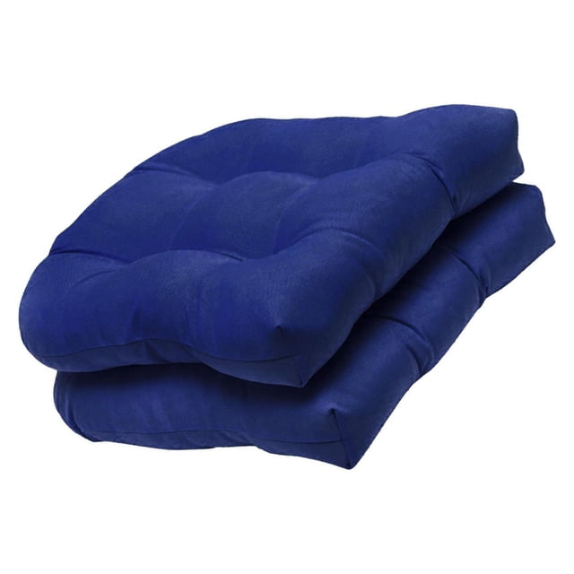 tredstone 2x Solid Color Tufted Pad Wicker Seat Cushions Round Back 48cm Royalblue