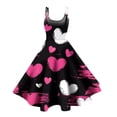 thumbnail image 4 of LWavelet 2026 Valentine's Coffee Date Valentine Dress, Spaghetti Strap Heart Print Flowy Flared Sundress Hot Pink L, 4 of 4