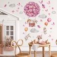 thumbnail image 4 of Calcomanías de globos de aire caliente para pared de animales, globos de flores, pegatinas de pared de conejo, decoración de pared para sala de juegos de dormitorio de niñas y bebés, 4 of 5