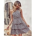 thumbnail image 3 of Women's Summer Tie One Shoulder Dress Boho Floral Elastic Waist Mini Dresses, 3 of 6