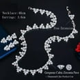 thumbnail image 3 of EOEMY Dainty Royal Blue Cz Bridal Leaf Shape Chorker Necklace Earring Prom Jewelry Set, 3 of 9