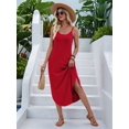 thumbnail image 6 of Women'S Summer Casual Sleeveless U Neck Dress Beach Cover Up Long Maxi Dresses with Pocket Red S, 6 of 10
