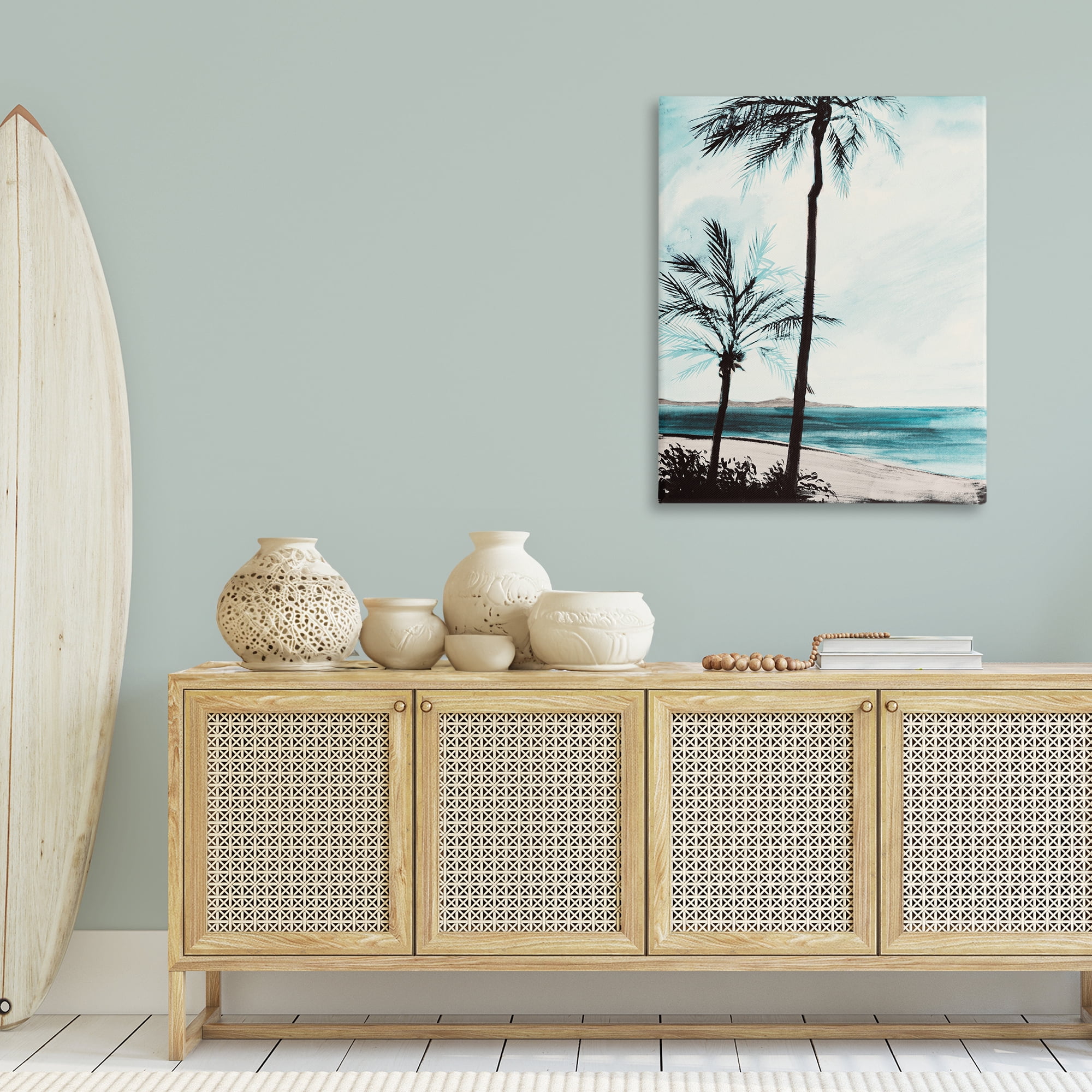 Stupell Industries Beach Palm Silhouettes Coastal Painting Gallery Wrapped Canvas Art Print Wall Art, 30 x 40