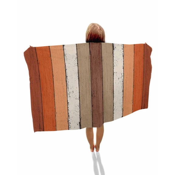 Burnt Orange Brown Beach Towels Oversized Super Absorbent, Farmhouse Vintage Wooden Lightweight Bath Towel Quick Dry Sets For Bathroom/Pool/Rv Camping/Beach Play/Gym Room/Picnic 30"x60"