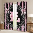 thumbnail image 2 of Homewish Bowknot Monogrammed L Curtains Pack of 2 (42x84 Each) for Girls, Vintage Bohemian Flower Curtains Blackout, Black Pink Fashion Bedroom Curtains, Blackout Curtains Bedroom Decor, 2 of 6